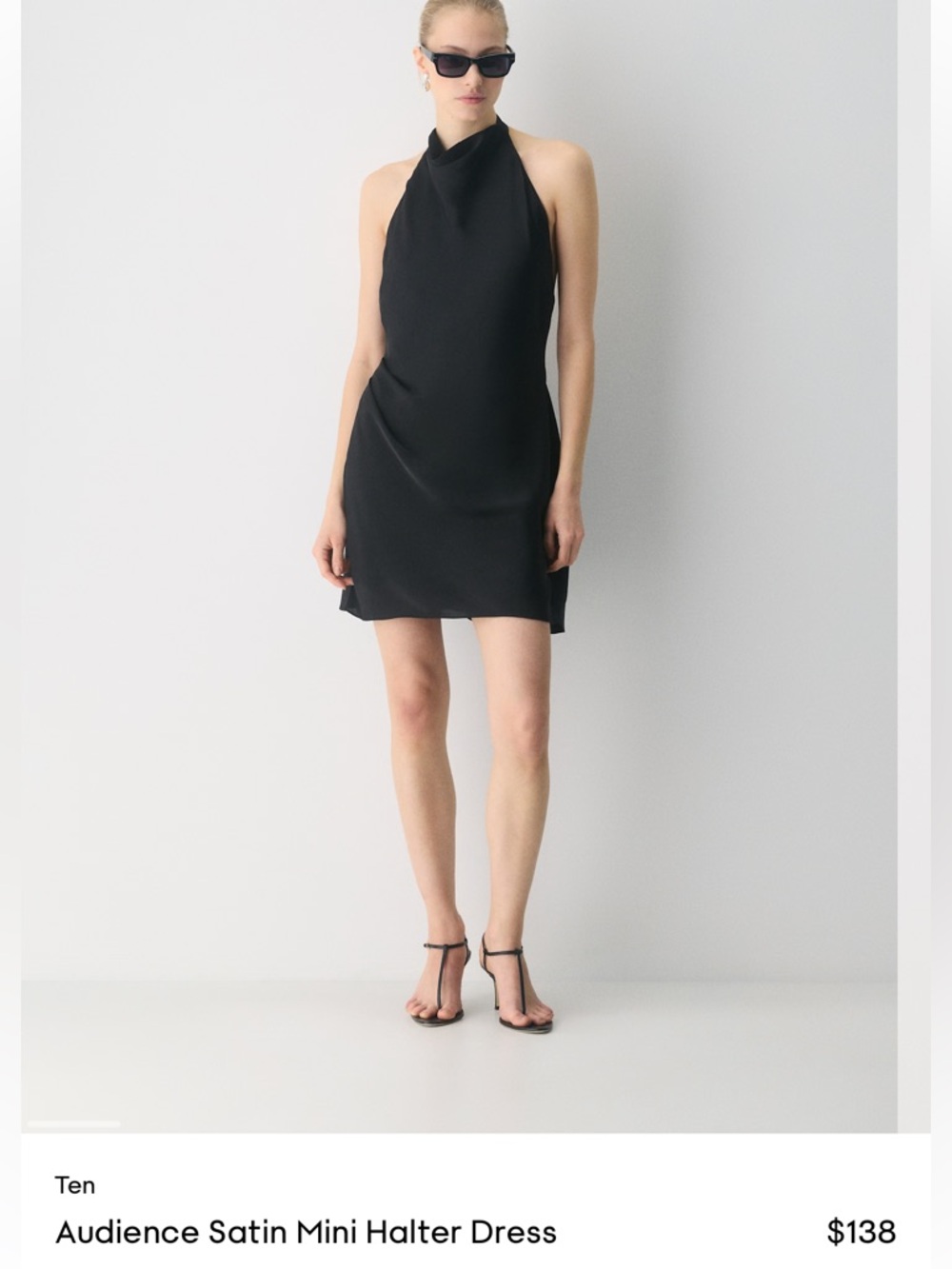 Aritzia Brand New with tags! Black Audience Satin Mini Halter Dress